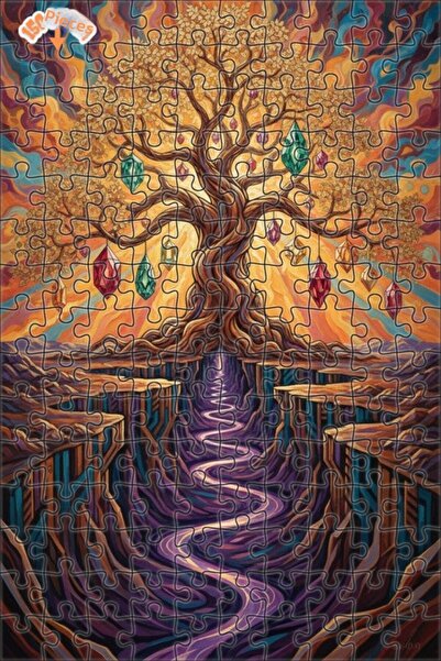 Teona Ahşap Tree of Life Crystal Clusters Double Layer Framed Wooden Puzzle 1...