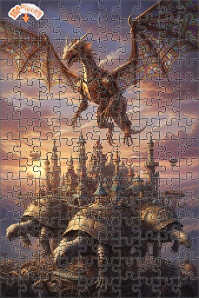 Teona Ahşap Fantastic Steampunk Mechanical Dragon Double Decker Framed Wooden...