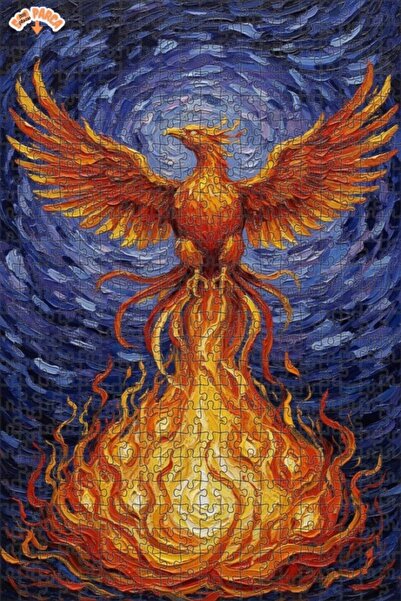 Teona Ahşap Firebird Art Oil Painting Look Double Layer Framed Wooden Puzzle ...