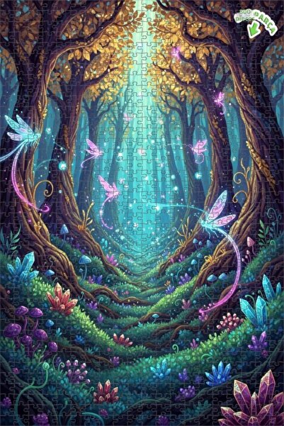 Teona Ahşap لغز خشبي مؤطر بطبقتين من الغابة السحرية 800 قطعة 70x50