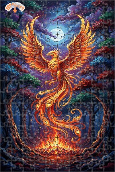 Teona Ahşap Alevin Queen Phoenix Oil Painting Look Double Layer Framed Wooden...