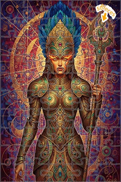 Teona Ahşap لغز خشبي بمظهر لوحة زيتية لآلهة المحارب المدرعة الذهبية 50 قطعة 1...