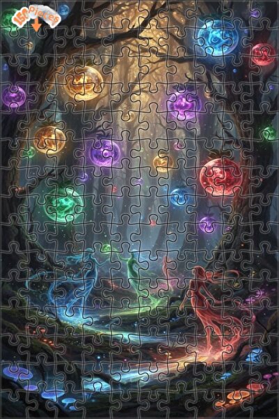 Teona Ahşap أضواء الغابة السحرية، لوحة خشبية مؤطرة ذات طابقين بمظهر اللوحات ا...