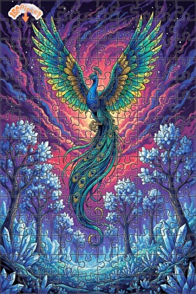 Teona Ahşap لغز خشبي مؤطر بطبقتين بتصميم غابة كريستالية على شكل طاووس مهيب 15...