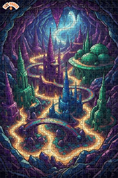 Teona Ahşap لغز خشبي بإطار مزدوج الطبقات من كريستال ماريج سيتيز 500 قطعة 50x30