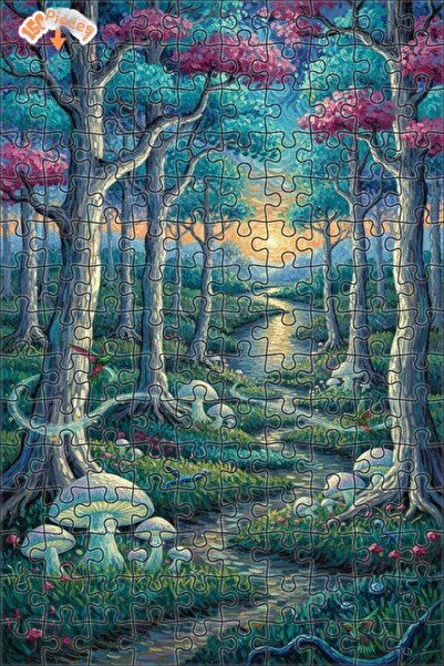 Teona Ahşap لغز خشبي بمظهر لوحة زيتية لاستكشاف الغابة السحرية 150 قطعة 20×30