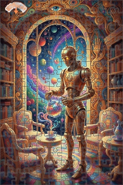 Teona Ahşap لغز خشبي منقوش على شكل روبوت لوقت الشاي من ماجيكال إيفريون، ذو طب...