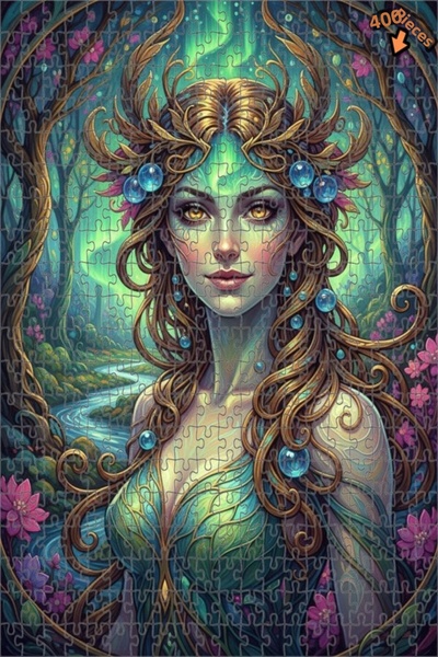 Teona Ahşap لغز خشبي بإطار مزدوج الطبقات بمظهر لوحة زيتية لجنية الغابة 400 قط...