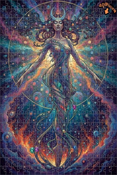 Teona Ahşap لغز خشبي مؤطر بطبقتين بمظهر لوحة زيتية لامرأة في الكون، 400 قطعة،...