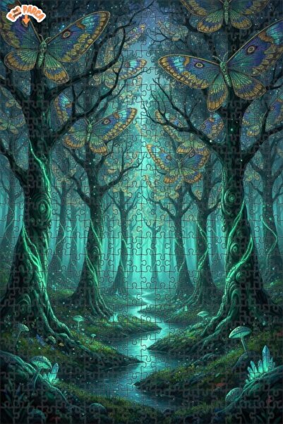 Teona Ahşap لغز خشبي مؤطر بطبقتين بمظهر لوحة زيتية لفراشات الغابة السحرية 500...