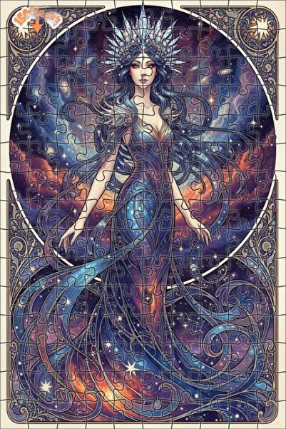 Teona Ahşap لغز خشبي بإطار مزدوج الطبقات بمظهر لوحة زيتية لملكة المجرة 150 قط...