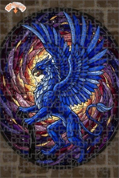 Teona Ahşap لغز خشبي مؤطر بطبقة مزدوجة من طباعة ميستيك بلو غريفين، 150 قطعة، ...