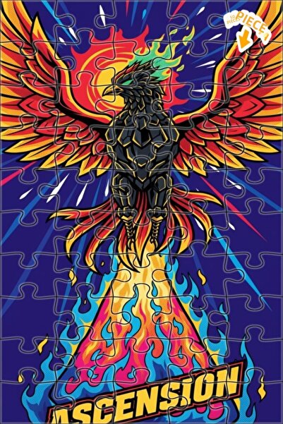 Teona Ahşap لغز خشبي بإطار مزدوج الطبقات على شكل طائر الفينيق 50 قطعة 15x25