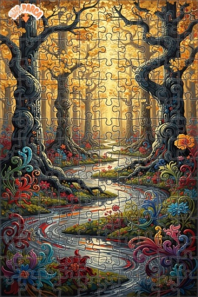 Teona Ahşap لغز خشبي بمظهر لوحة زيتية لغابة سحرية 150 قطعة 20×30