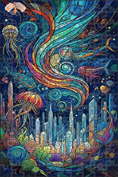 Teona Ahşap لغز خشبي بتصميم موزاييك زجاجي ملون مستوحى من مدينة تحت الماء 150 ...