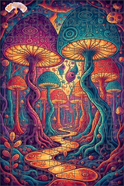 Teona Ahşap لغز خشبي مؤطر بطبقتين من فن غابة الفطر 150 قطعة 20x30