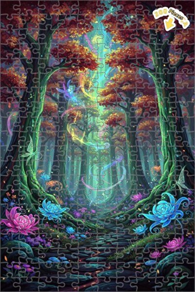 Teona Ahşap لغز خشبي مؤطر بطبقتين بمظهر لوحة زيتية لرحلة الغابة السحرية 200 ق...