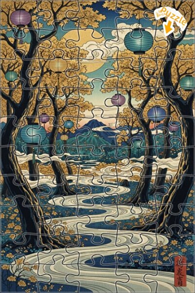 Teona Ahşap لغز خشبي بمظهر لوحة زيتية لغابات آسيا 50 قطعة 15×25