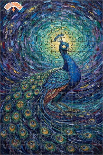 Teona Ahşap لغز خشبي بإطار مزدوج الطبقات بمظهر لوحة زيتية لطائر الطاووس اللام...