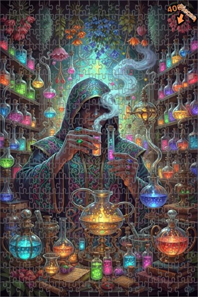 Teona Ahşap لغز فني بمظهر لوحة زيتية لورشة الكيميائي الغامضة 400 قطعة 35×35