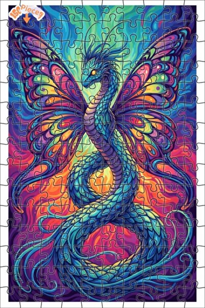 Teona Ahşap لوحة فنية حديثة على شكل تنين مجنح بمظهر زيتية مع إطار خشبي مزدوج ...