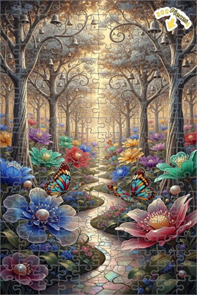 Teona Ahşap لغز خشبي بإطار مزدوج الطبقات بمظهر لوحة زيتية لفراشات الغابة الخي...