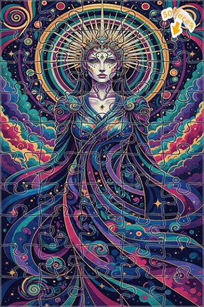 Teona Ahşap لغز خشبي مؤطر بطبقتين من ميستريفول فامين آرت كوزميك 50 قطعة 15x25