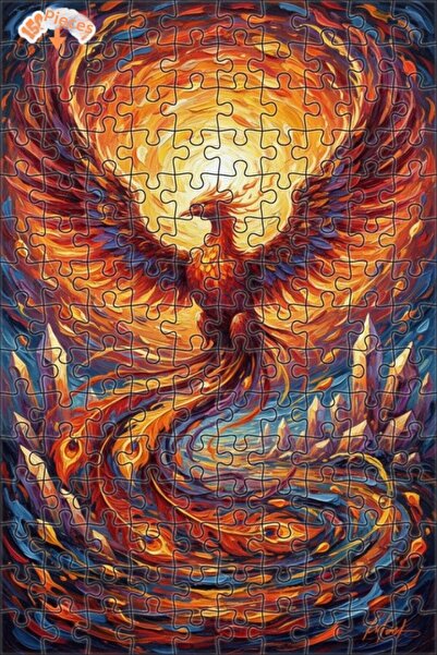 Teona Ahşap لغز فني بمظهر لوحة زيتية لمجنح الفينيق الأسطوري 150 قطعة 20×30