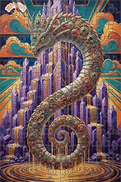 Teona Ahşap لغز خشبي مؤطر بطبقتين بمظهر لوحة زيتية لتنين ملكي، 150 قطعة، 20×30