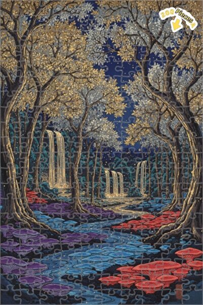 Teona Ahşap ألغاز خشبية مؤطرة بطبقتين بمظهر لوحة زيتية لشلالات الغابة السحرية...