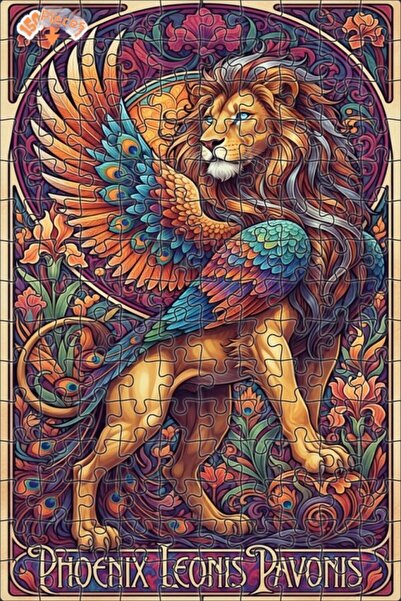 Teona Ahşap لوحة فنية رائعة لأسد مجنح بمظهر زيتية، لغز خشبي بإطار مزدوج الطبق...