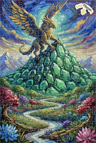 Teona Ahşap لغز خشبي مؤطر بطبقتين من لوحة زيتية بتصميم الأسد الذهبي وسراب الج...