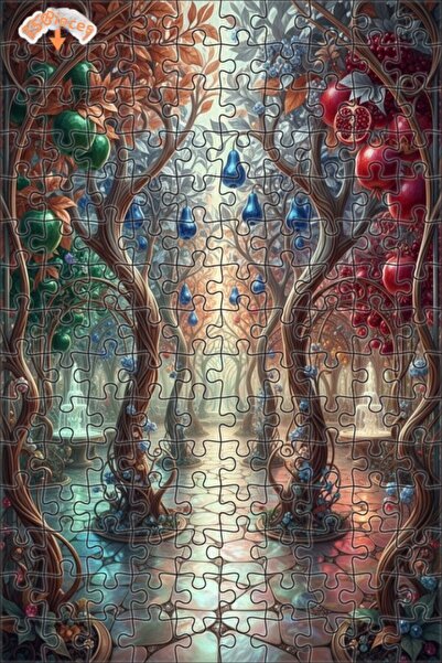 Teona Ahşap لوحة فنية بتأثير الزيت من ميستيك فروت جاردن، لغز خشبي بإطار مزدوج...