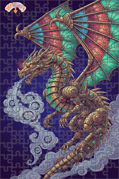 Teona Ahşap لغز خشبي ميكانيكي على شكل تنين مزدوج الطبقات مع إطار 150 قطعة 20×30