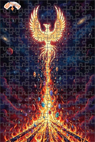 Teona Ahşap لغز خشبي بإطار مزدوج الطبقات من Rising Phoenix Fire Crystal Art 1...