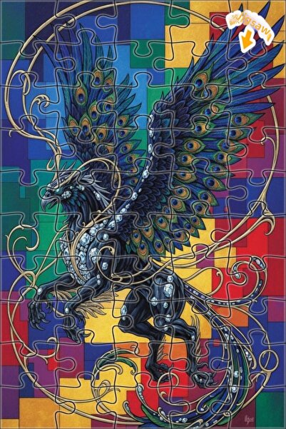 Teona Ahşap لغز فني من نوع غريفين بانثر ذو الريش الفاخر، لغز خشبي بإطار مزدوج...