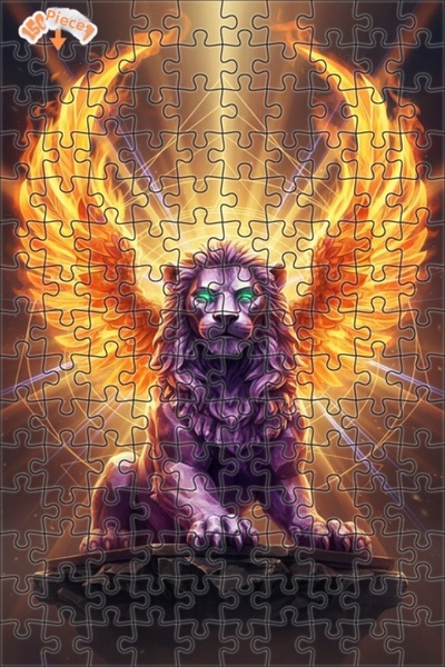 Teona Ahşap لوحة فنية لأسد مجنح، لغز خشبي بإطار مزدوج الطبقات، 150 قطعة، 20×30