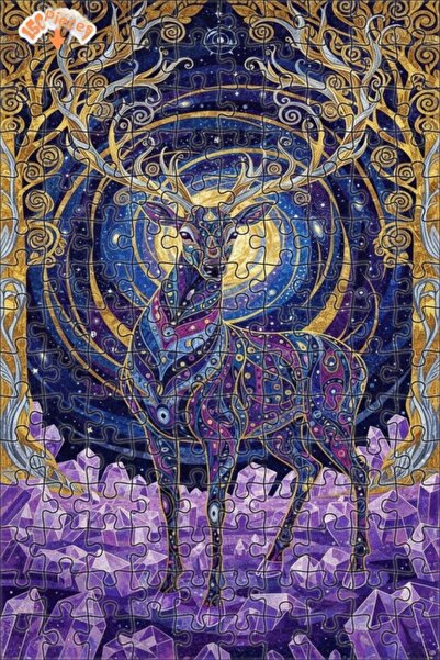 Teona Ahşap لغز خشبي مزدوج الطبقات بإطار منقوش بتصميم الغزال السحري 150 قطعة ...