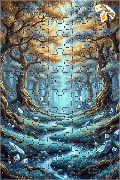 Teona Ahşap لغز خشبي مؤطر بطبقتين من فن الغابة الكريستالية الغامضة 50 قطعة 15x25