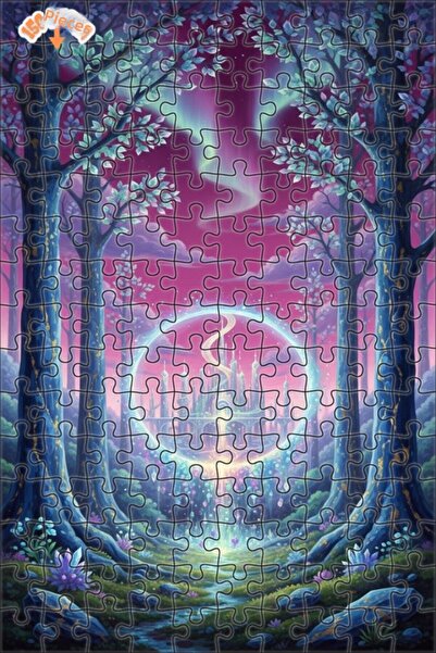 Teona Ahşap لغز خشبي مؤطر بطبقتين بمظهر لوحة زيتية لقصر الغابة السحرية 150 قط...