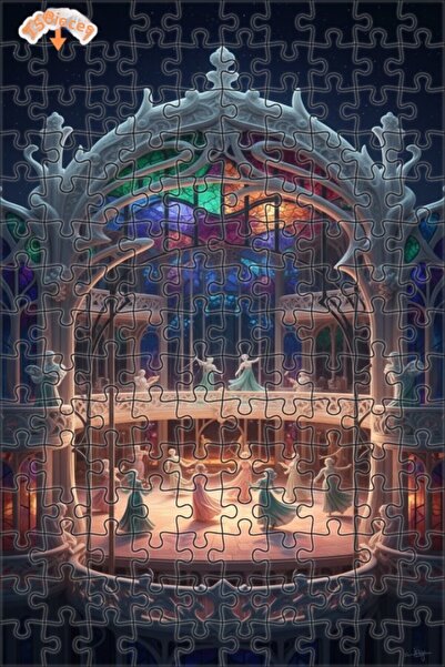 Teona Ahşap لوحة زيتية لنساء يرقصن الفالس في قاعة الرقص، لغز خشبي بإطار مزدوج...