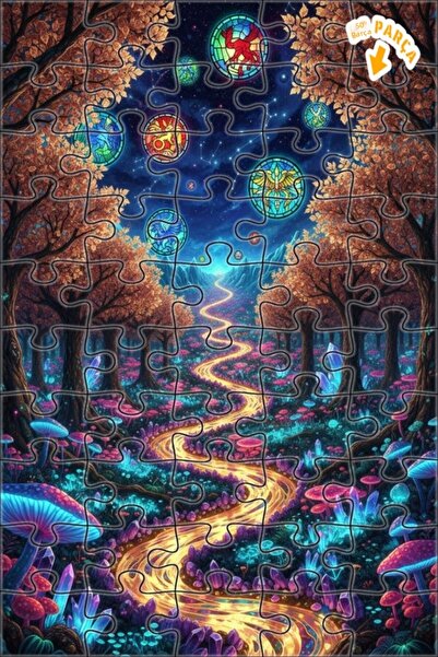 Teona Ahşap لغز خشبي بإطار مزدوج الطبقات من سلسلة طريق الغابة اللامعة 50 قطعة...