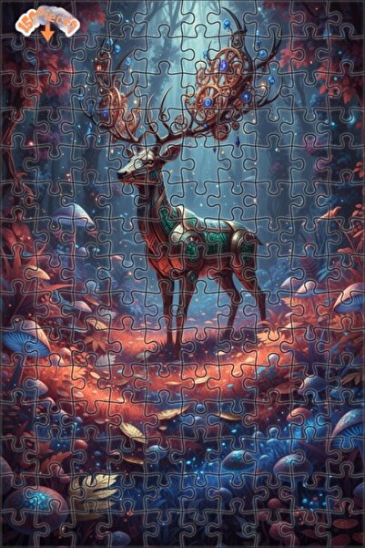 Teona Ahşap لغز خشبي بإطار مزدوج الطبقات من فن غابة الغزلان على طراز ستيمبانك...