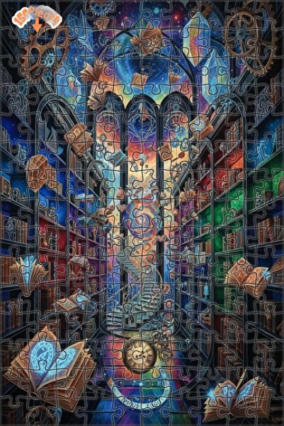 Teona Ahşap لغز خشبي مؤطر بطبقتين بمظهر لوحة زيتية يصور الكون الغامض المعرفي،...