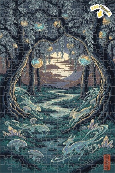 Teona Ahşap لغز خشبي مؤطر بطبقتين من روحي الغابة الغامضة 200 قطعة 25×35