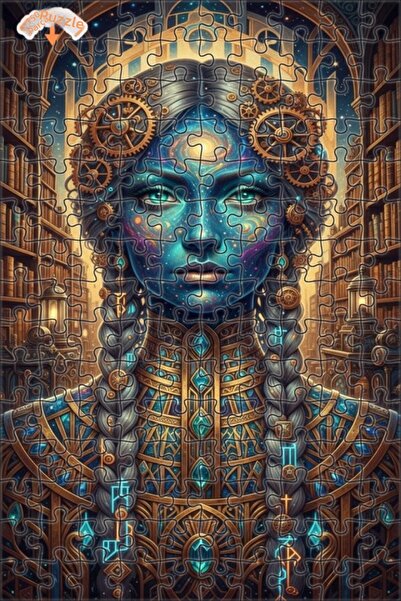 Teona Ahşap لغز خشبي بإطار مزدوج الطبقات بمظهر لوحة زيتية لامرأة الحكمة الكون...