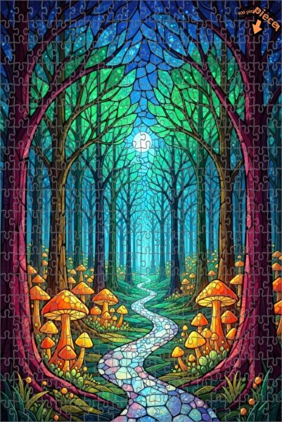 Teona Ahşap لغز خشبي مؤطر بطبقتين من فن الفسيفساء الغابة السحرية 400 قطعة 35x35