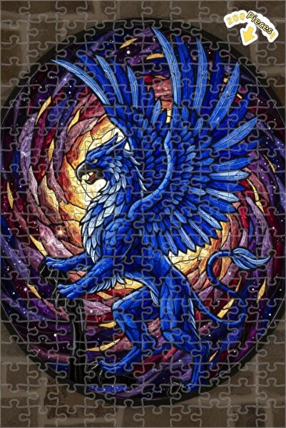 Teona Ahşap لغز خشبي مؤطر بطبقة مزدوجة من طباعة ميستيك بلو غريفين، 200 قطعة، ...