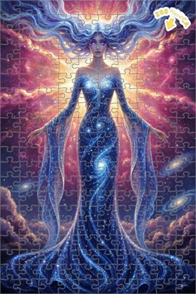 Teona Ahşap Galaxy Mother Watercolor Look Double Layer Framed Wooden Puzzle 2...