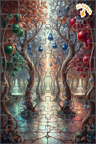 Teona Ahşap لوحة فنية بتأثير الزيت من ميستيك فروت جاردن، لغز خشبي بإطار مزدوج...